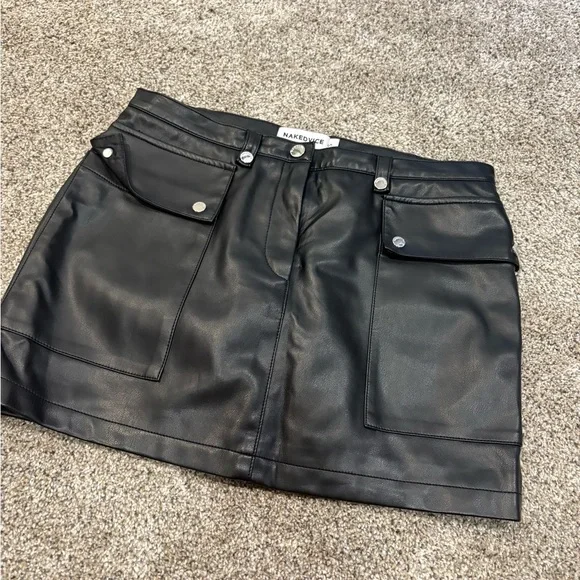 NAKEDVICE Lena black leather mini skirt small - Picture 3 of 5